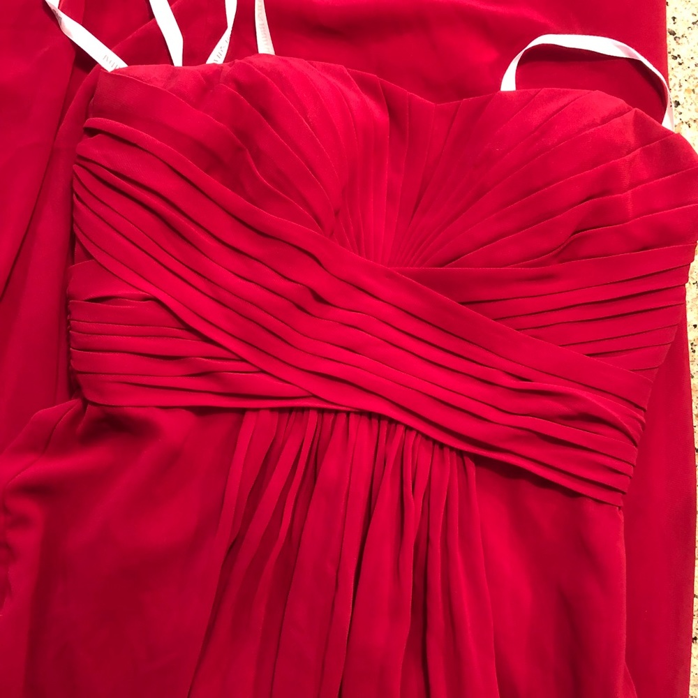 David’s Bridal Candy Apply Red Bridesmaid Dress